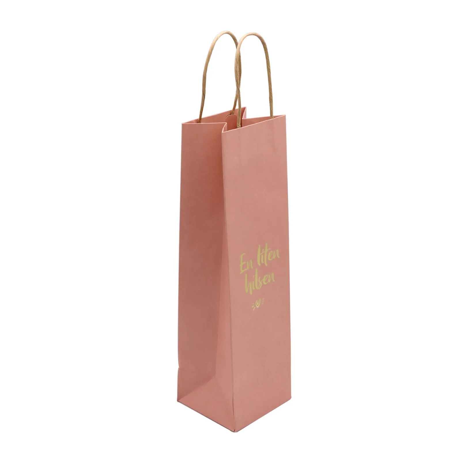 Custom print christmas paper wine bag with twit handle foil stamping pink gift bags for wine luxury paper bag with your own logo