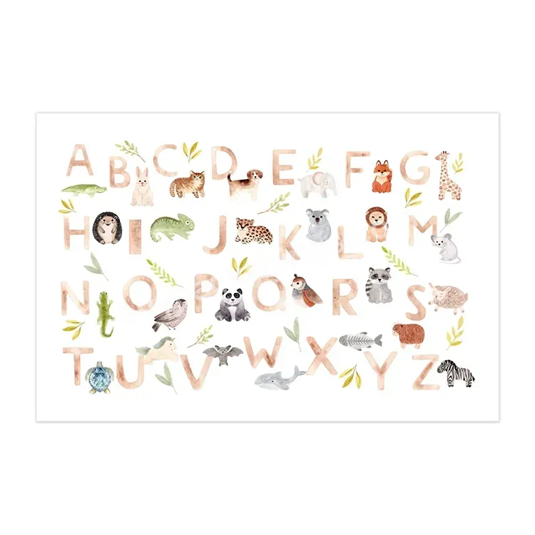 Custom Print Disposable Baby Table Topper Animal Alphabet Adhesive Placemats For Toddler