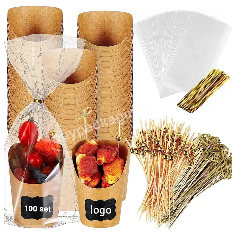 Custom Print Eco-friendly Disposable Food Snack Grab Go Packaging Shareable Party Platters Kraft Paper Charcuterie Cup Take Away