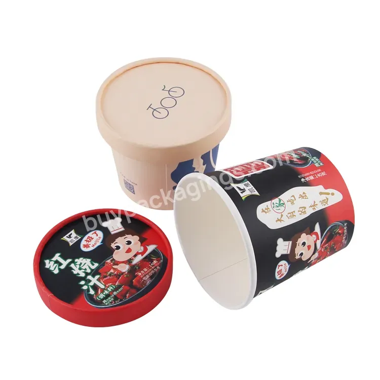 Custom Print Eco-friendly Disposable Food To Go Packaging Snack Container Kraft Paper Cup Take Away Bowl With Lid