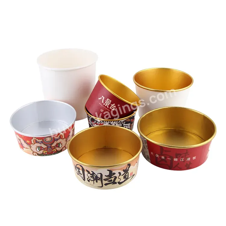 Custom Print Eco-friendly Disposable Food To Go Packaging Snack Container Kraft Paper Cup Take Away Bowl With Lid