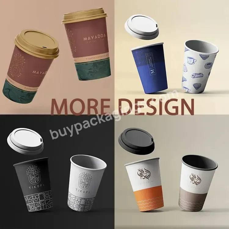 Custom Print Eco Reusable To Go Takeaway Cold Hot Drinks Holder Carrier Die Cut 8 12 Oz Ripple Coffee Paper Cup With Sleeve Lid