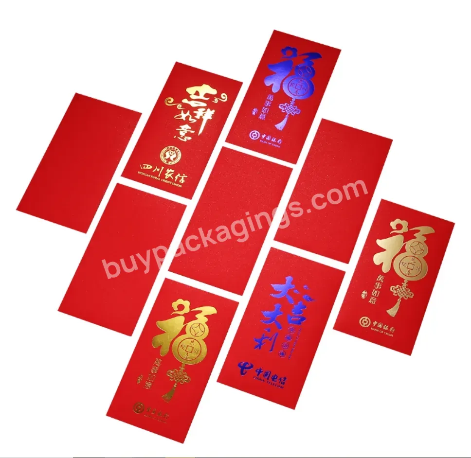 Custom Print Foil Hotstamping Red Packet Envelope Chinese New Year Red Pocket Hot Sale Traditional