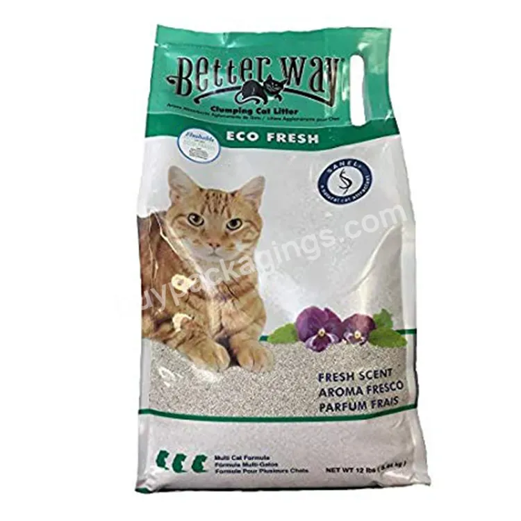 Custom Print Heat Foil Mylar Quad Seal Zipper Large Package Product Stand Up Resealable Plastic Bag For Cat Dry Litter Packaging