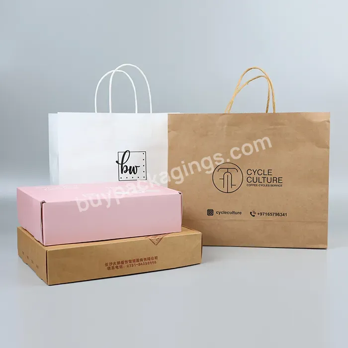 Custom Print Kraft Paper Bags Brown Kraft Paper Bags Take Away Paper Bag For Food