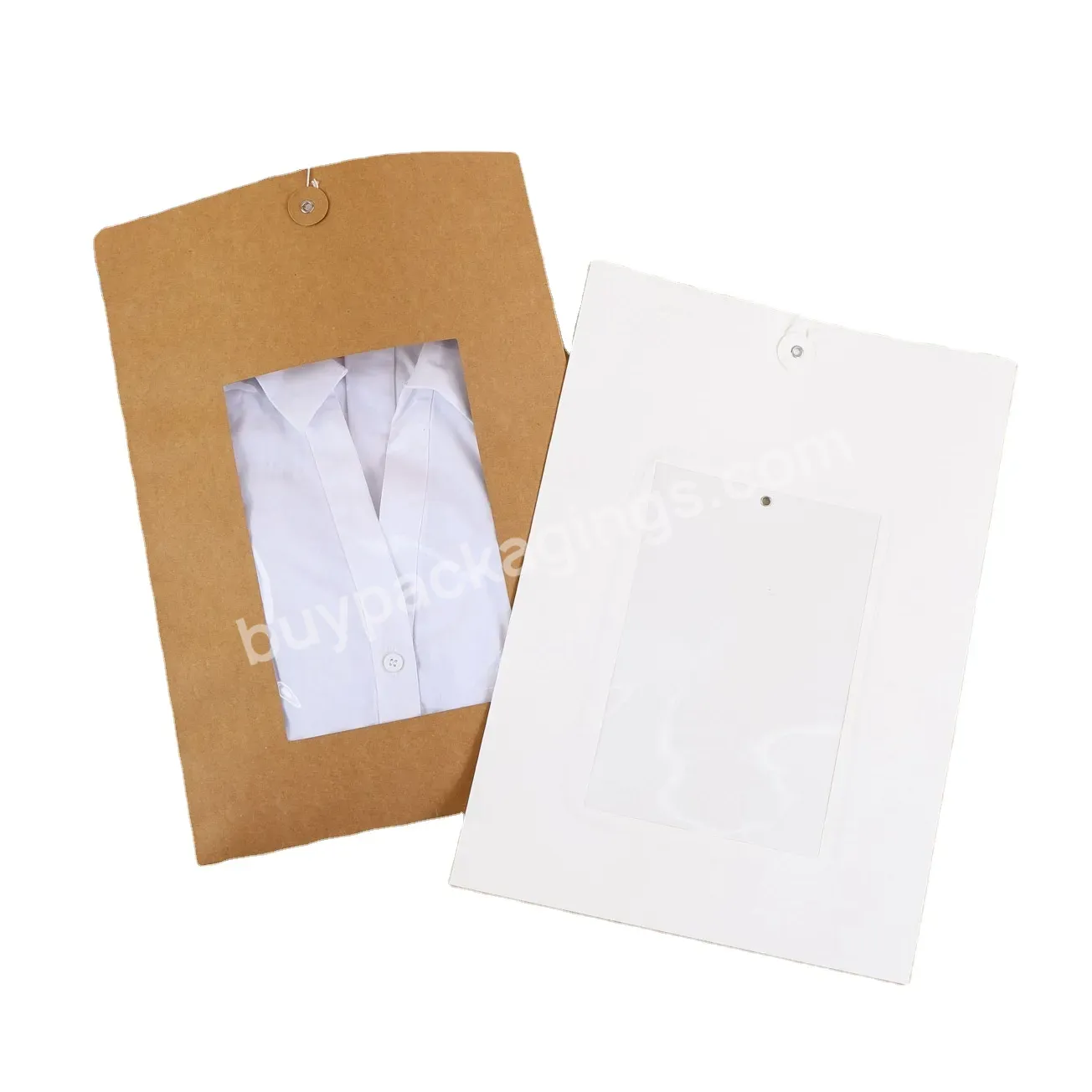 Custom Print Kraft Paper Envelope String Tie Closure Envelope For Packaging T Shirt Clothing With Window Recycled Envelopes