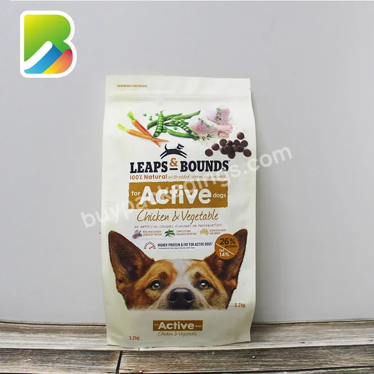 Custom Print Large Size Side Gusset Quad Seal Plastic Non-woven Animal Feed Pet Dog Cat Food Packaging Bag