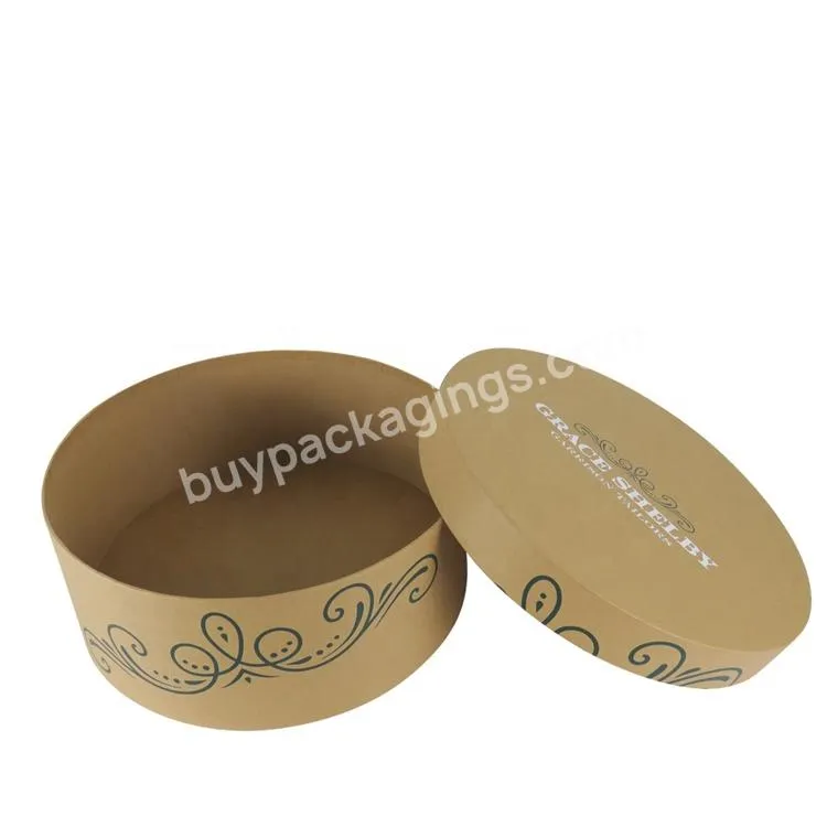 Custom Print Logo Cardboard Hat Boxes with Lids Large Kraft Paper Mache Boxes Round Packaging For Sale