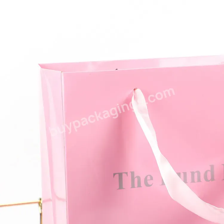 Custom Print Logo Color Pink Gift Packaging Luxury Tote Paper Shopping Bag