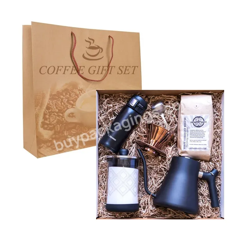Custom Print Logo Design Fancy Luxury Cardboard Empty Packing Bag For Coffee Gift Set Packaging Paper Box