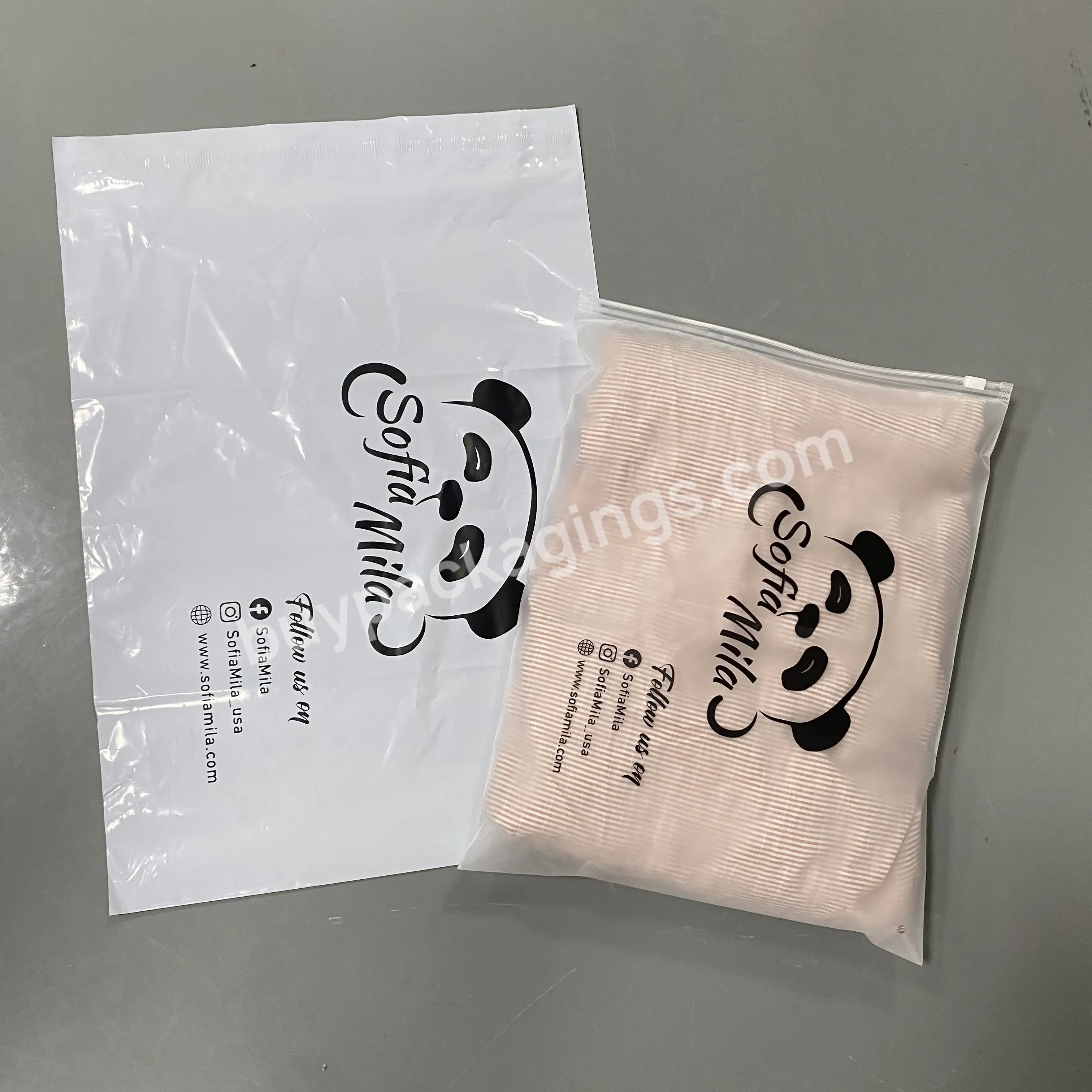 Custom Print Logo Eco Friendly Ziplock Matte Garment Packaging Bag With Zipper Clothing Transparent Plastic Bags
