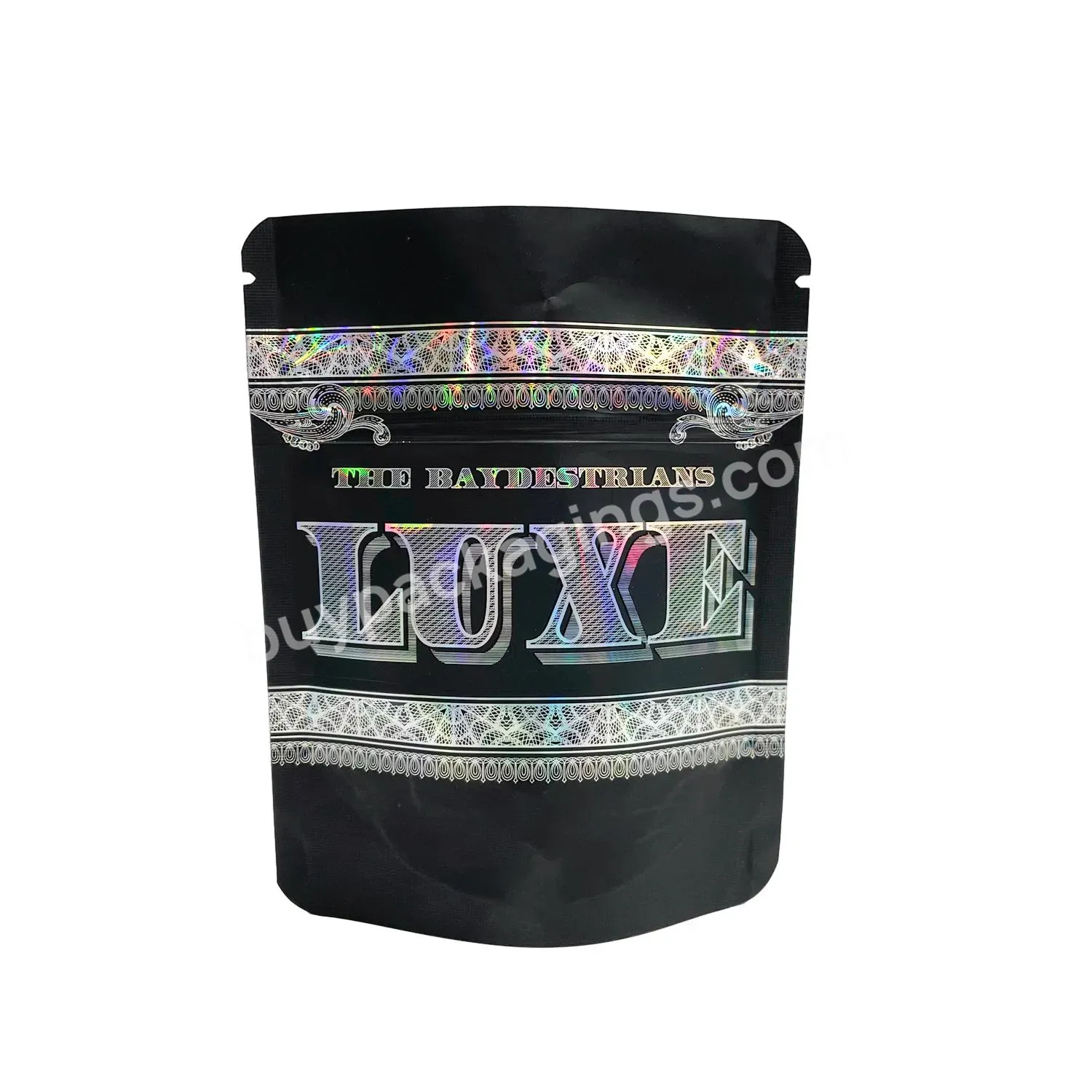 Custom Print Logo Holographic Hologram Effect Resealable Ziplock Aluminum Foil Bag Rainbow Color Mylar Bag