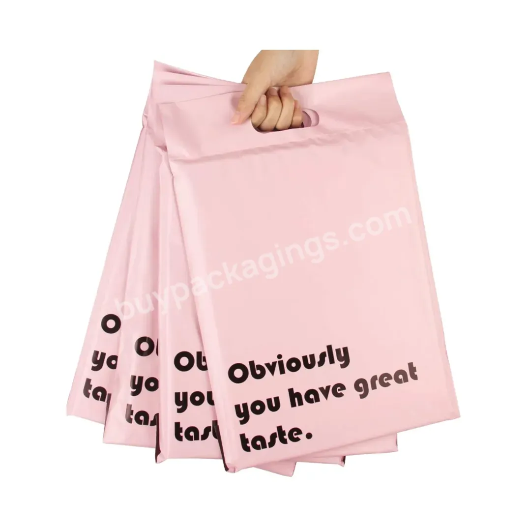 Custom Print Logo Matte Pink Polymailer Postal Envelope Plastic Clothing Package Shipping Mailing Bags Branded Polybag