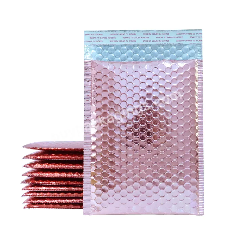 Custom Print Logo Pink Bubble Mailers Rose Gold Bubble Mailing Bag Perfect Printing Bubble Shipping Mailer Padded Bag For Cloth