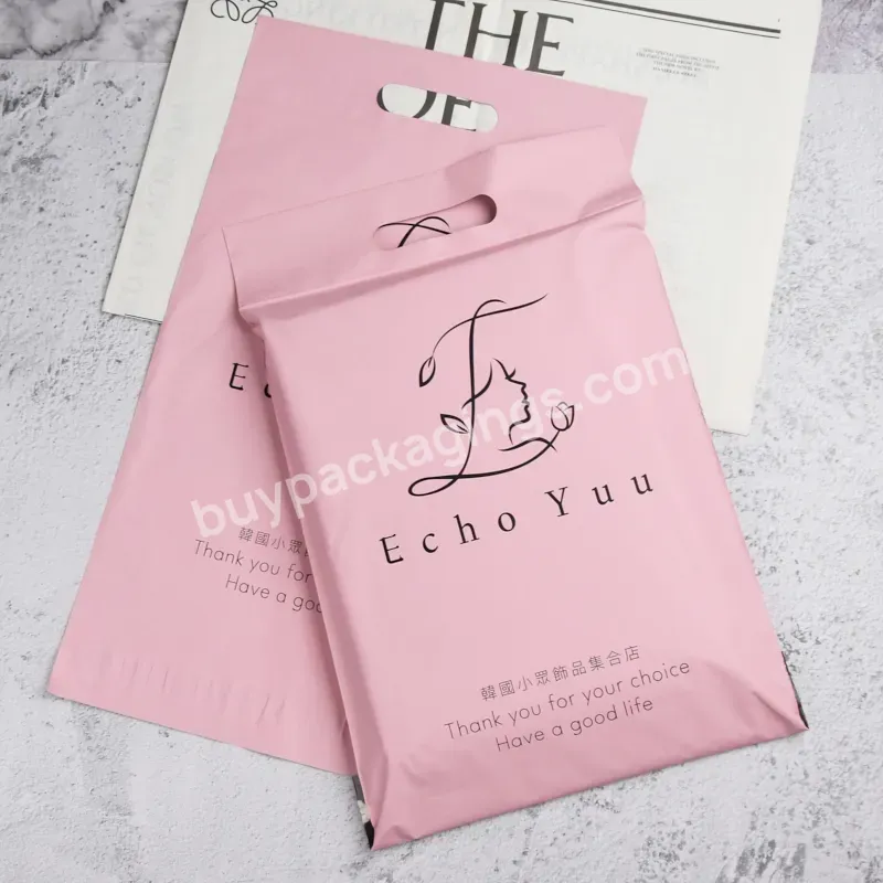 Custom Print Logo Pink Mailer Envelope Plastic Courier Flyer Packaging Plastic Pe Mail Shipping Bag With Handle