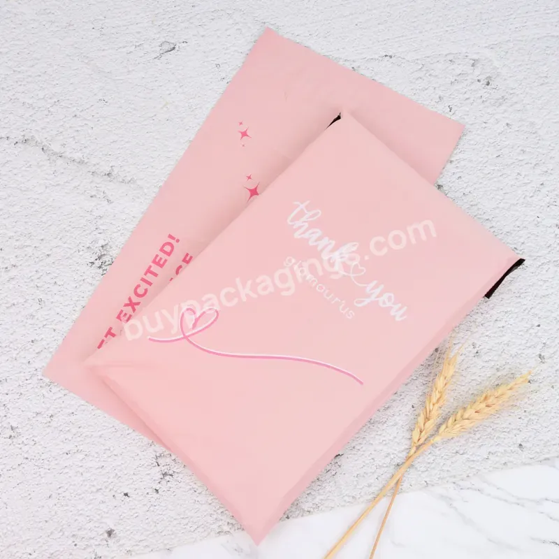 Custom Print Logo Pink Small Mailer Poly Plastic Envelope Packaging Shipping Courier Postal Pouch Bag For Clothing