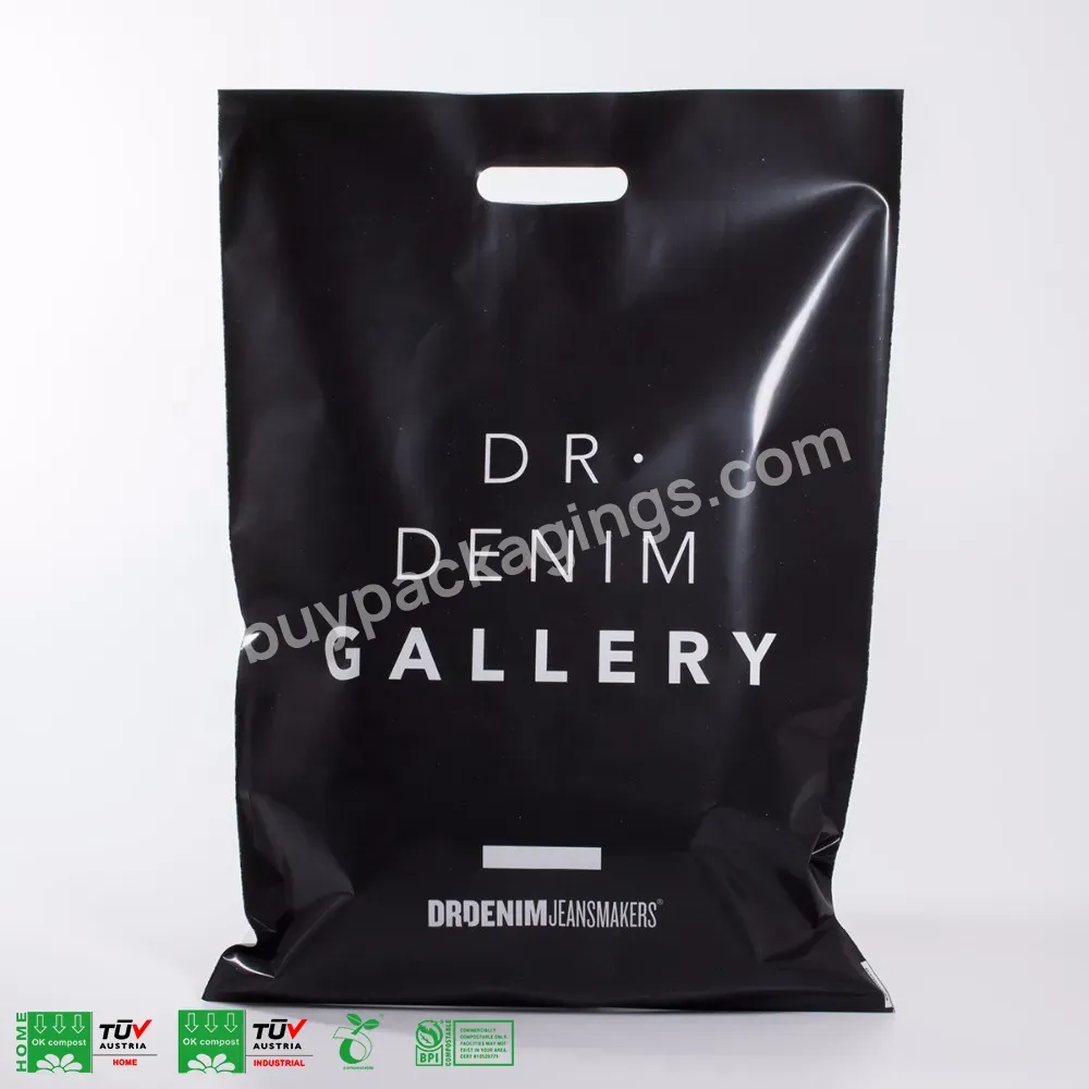 Custom Print Logo Plastic Shopping Bag Biodegradable Packaging Die Cut Handle Carry Bags With Logo