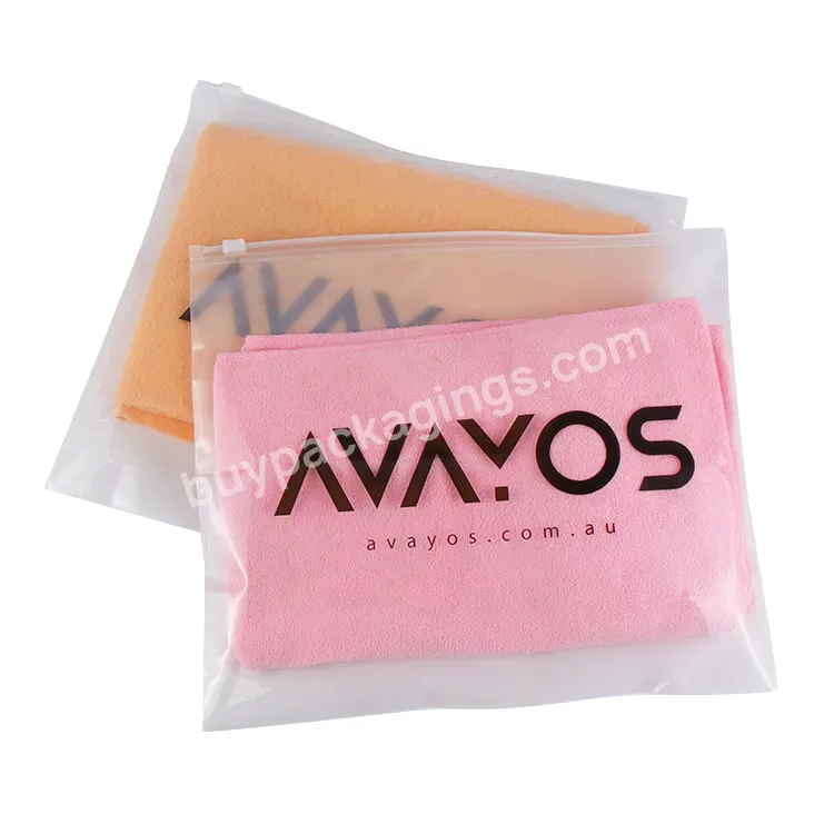 Custom Print Logo Ziplock Pvc Bag Frosted T Shirt Zipper Swimwear Clear Packaging Single-layer Plastic Transparent Clothing Bag