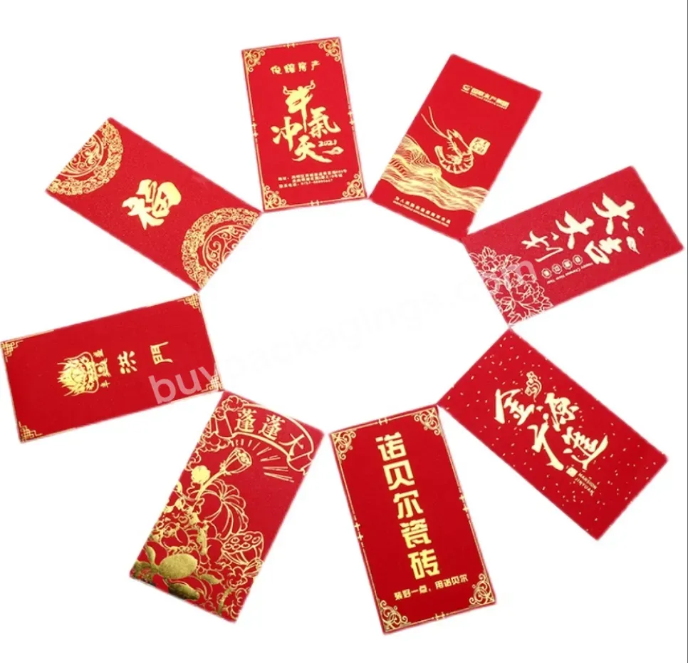 Custom Print Luxury Foil Hotstamping Red Packet Durable Envelope Chinese New Year Red Pocket Traditional