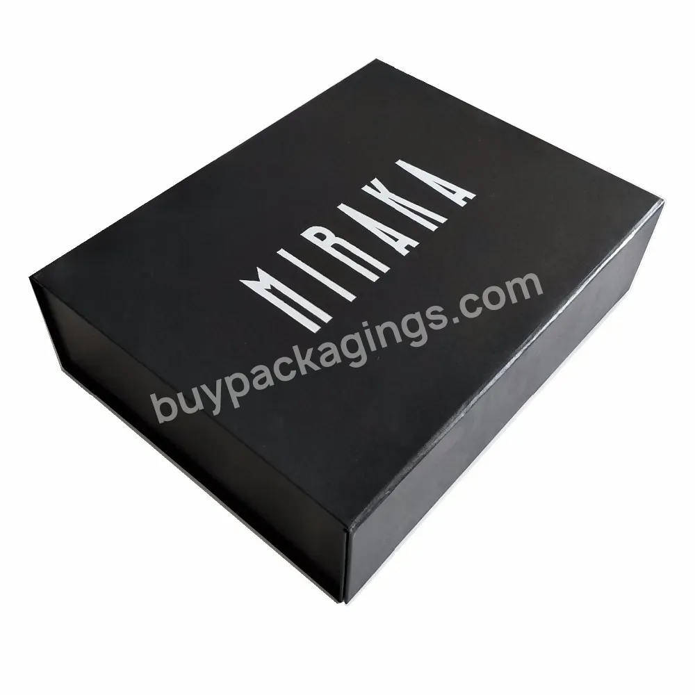 Custom Print Magnet Closure Paper Gift Box Rigid Cardboard Large Black Folding Packaging Box