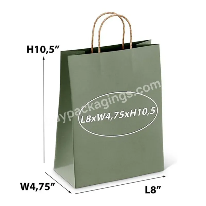 Custom Print Matte Green Reusable Boutique Luxury Gift Paper Shopping Bag With Logo Printed For Jewelry Clothing Packaging