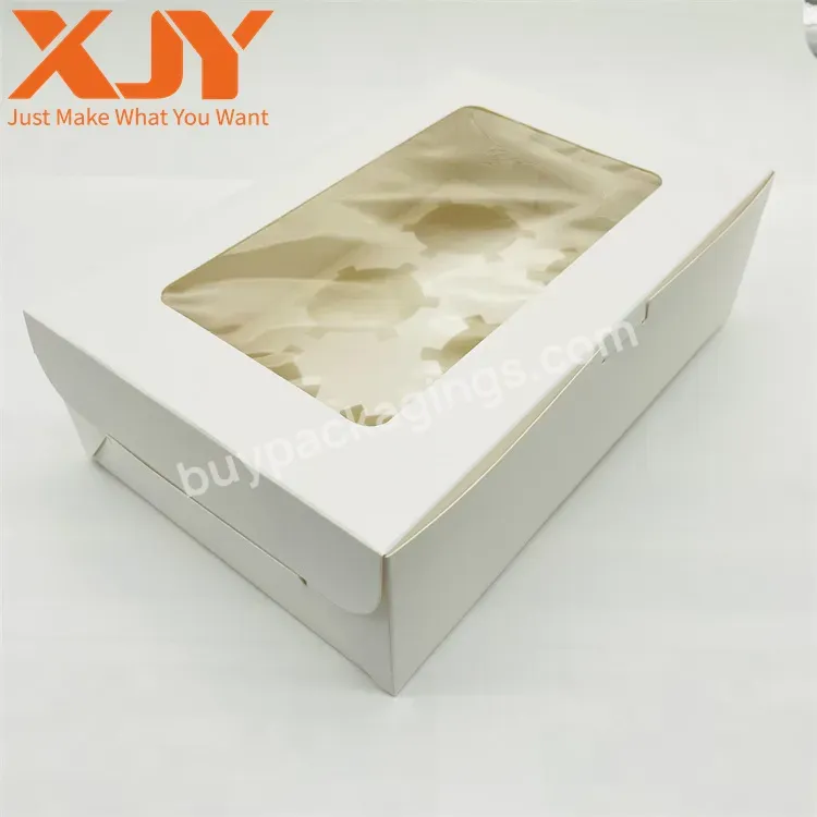 Custom Print Personalized Reusable Cookie Dessert Packaging Box Wholesale Luxury Clear Window Paper Cupcakes Boxes With Inserts