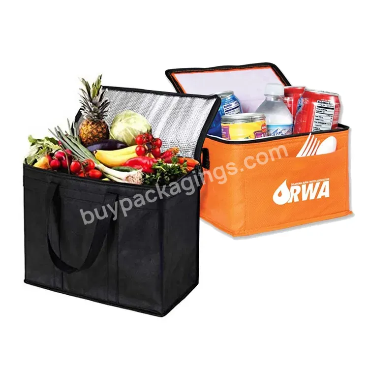 Custom Print Recyclable Reusable Laminated Rpet Pp Nonwoven Fabric Non Woven Shopping Tote Cooler Carry Bag For Food Delivery