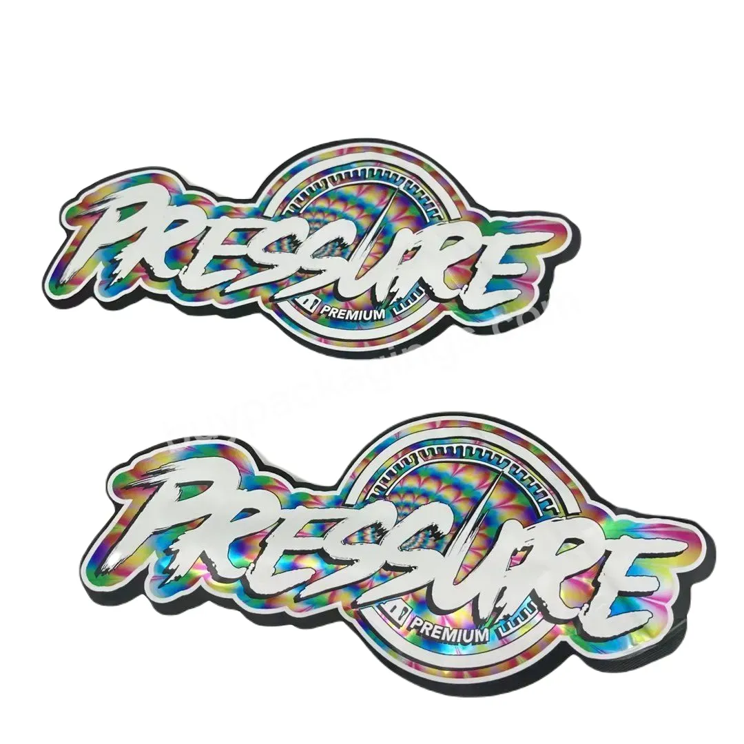 Custom Print Resealable Child Proof Holographic 1g 3.5 G 7g 1lb Special Custom Shape Die Cut Mylar Bags 3.5g Smell Proof