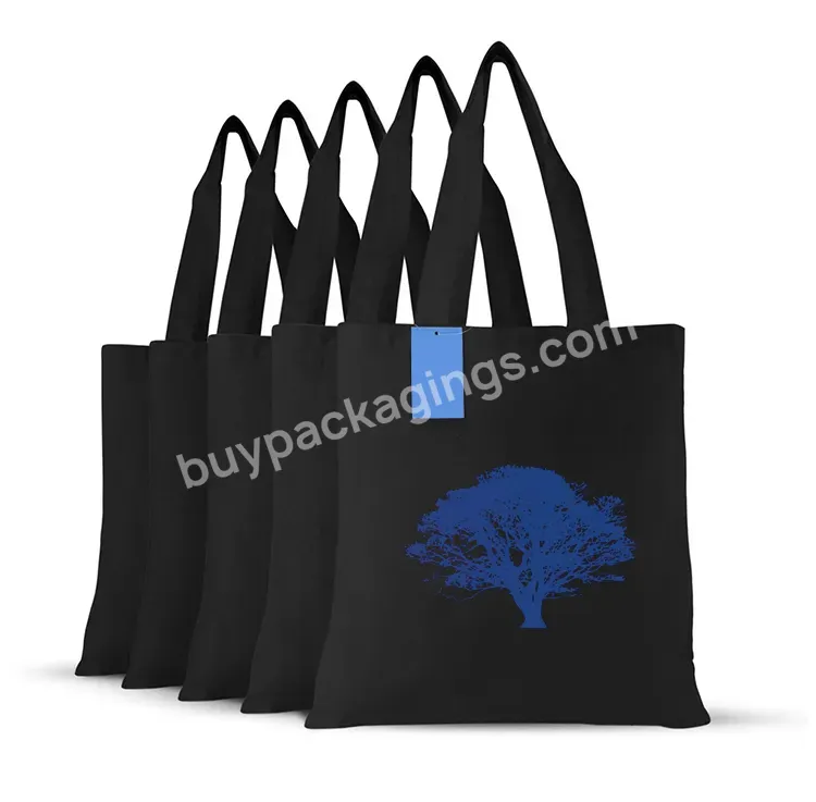 Custom Print Reusable Recycle Cheap Thick Lined Shopper Shopping Black Cloth Bag Canvas Fabric Material Tote Bag For Grocery