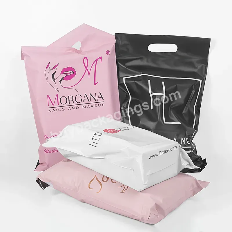 Custom Print Shipping Bags Clothing Packaging Pink Poly Mailers Bags With Handle Mailing Packing Bags For Small Business