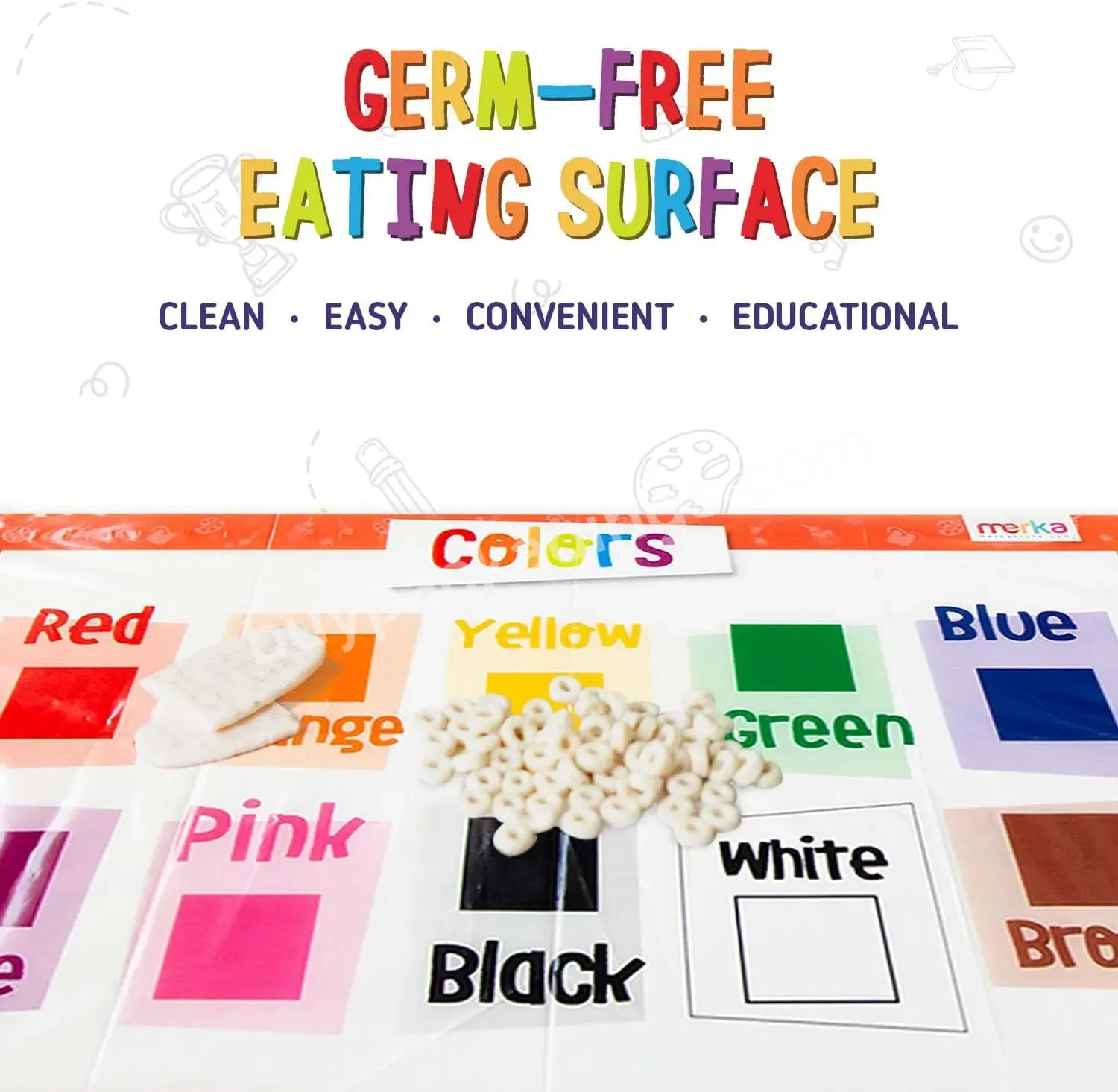 Custom Print Super Sticky Anti-skidding Plastic Baby Table Mat Disposable Kids Placemat