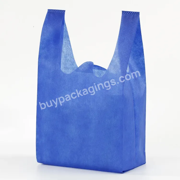 Custom Print White Blue Black Stock Color Non Woven Shopping Tote Bags Non Woven Vest Bag For Shopping