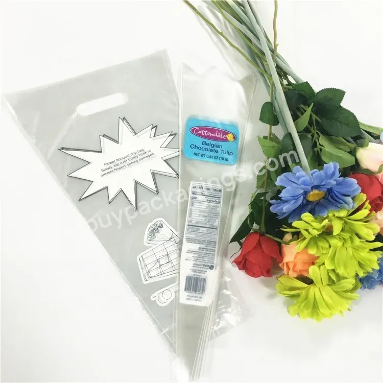 Custom Print Your Own Logo Clear Cpp Bag For Floral Sleeves Plastic Flower Bag