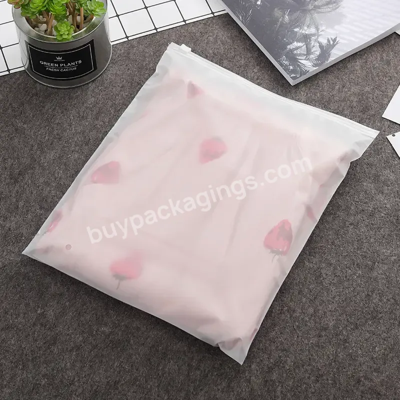 Custom Print Zipper Zip Lock Transparent Frosted Pe/ Eva Plastic Garment Packaging Bag