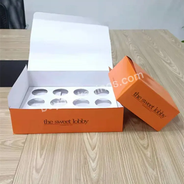 Custom Printed 12 Hole Cardboard Paper Cupcake Packaging Takeaway Square Fold Box