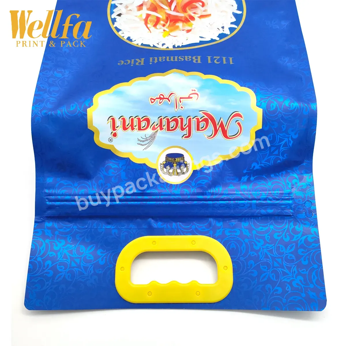 Custom Printed 1kg 2kg 5kg Transparent Pe Recyclable Zipper Top Flat Bottom Plastic Flour Rice Food Packaging Bags With Handle