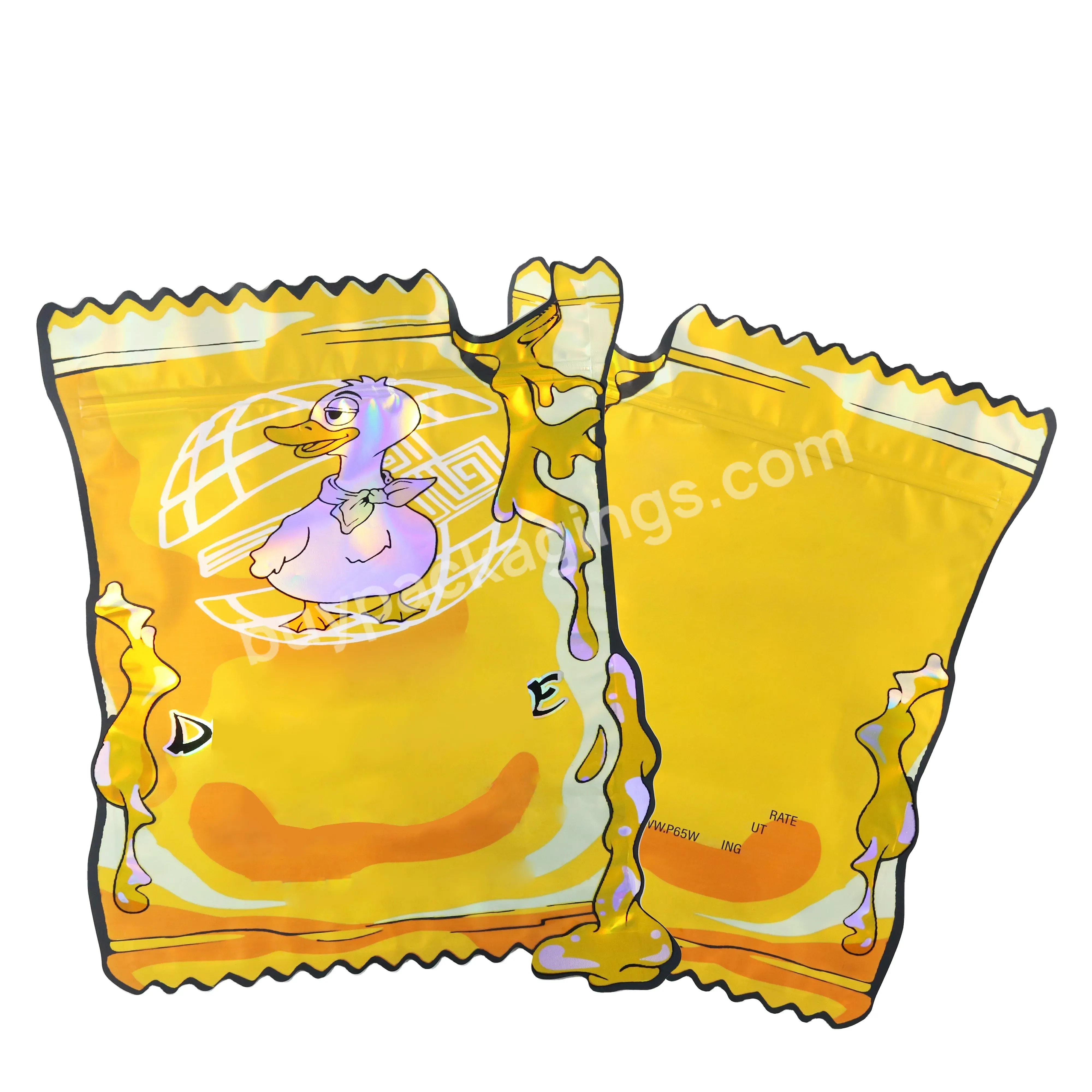 Custom Printed 1lb 1 Lb 454g 16oz Xl One Pound With Child Resistant Holographic Smell Proof Ziplock Die Cut Mylar Bags Pound Bag