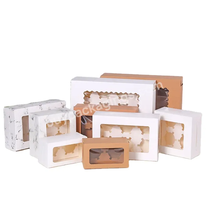 Custom Printed 2 4 6 12 Holes Wedding Christmas Kraft Paper Baking Cake Packaging Single Mini Cupcake Boxes With Window
