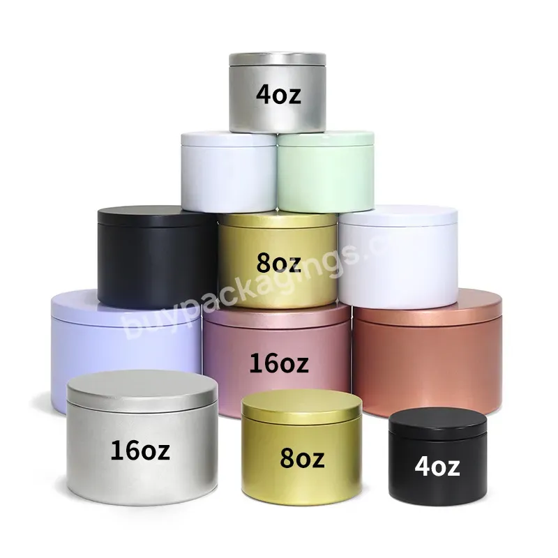 Custom Printed 2 Oz 4oz 8 Oz Seamless Metal Candles Tin Containers Empty Travel Tin Jars Matte Black Candle Tins Can