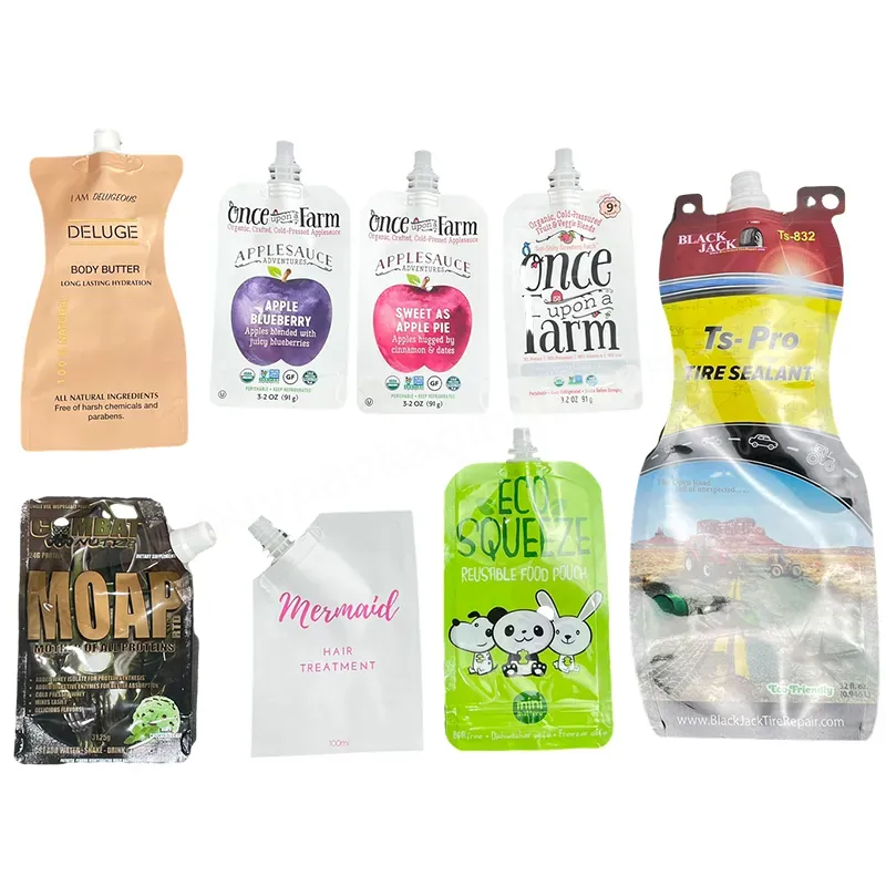 Custom Printed 200ml 250ml Reusable Double Zipper Stand Up Baby Food Spout Pouch Bags For Chocolate Juice And Sauce
