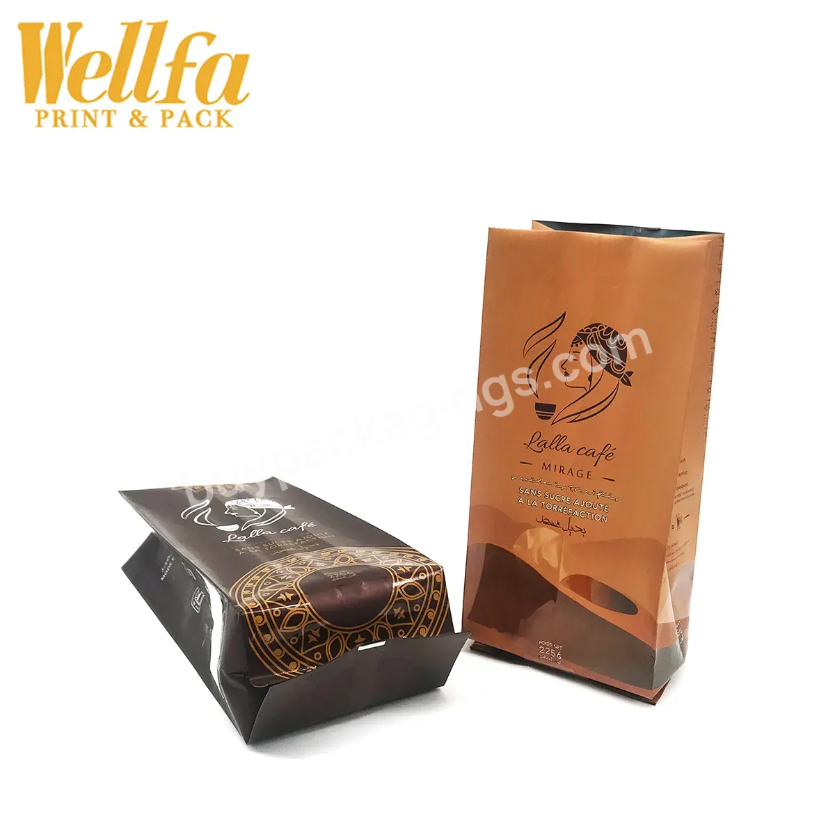 Custom Printed 250g 340g 500g 1kg Aluminum Foil Stand Up Coffee Bean Packaging Pouch Tin Tie Valve Side Gusset Ground Coffee Bag