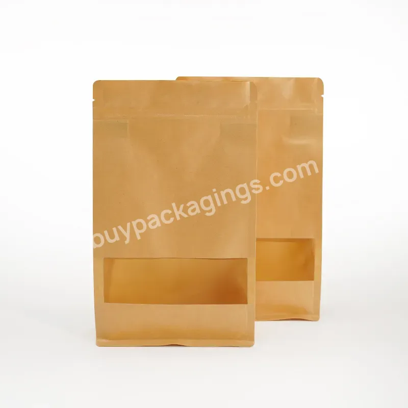 Custom Printed 250g 500g Coffee Bean Packaging Bag Resealable Zipper Kraft Paper Flat Bottom Zip Lock Pouch