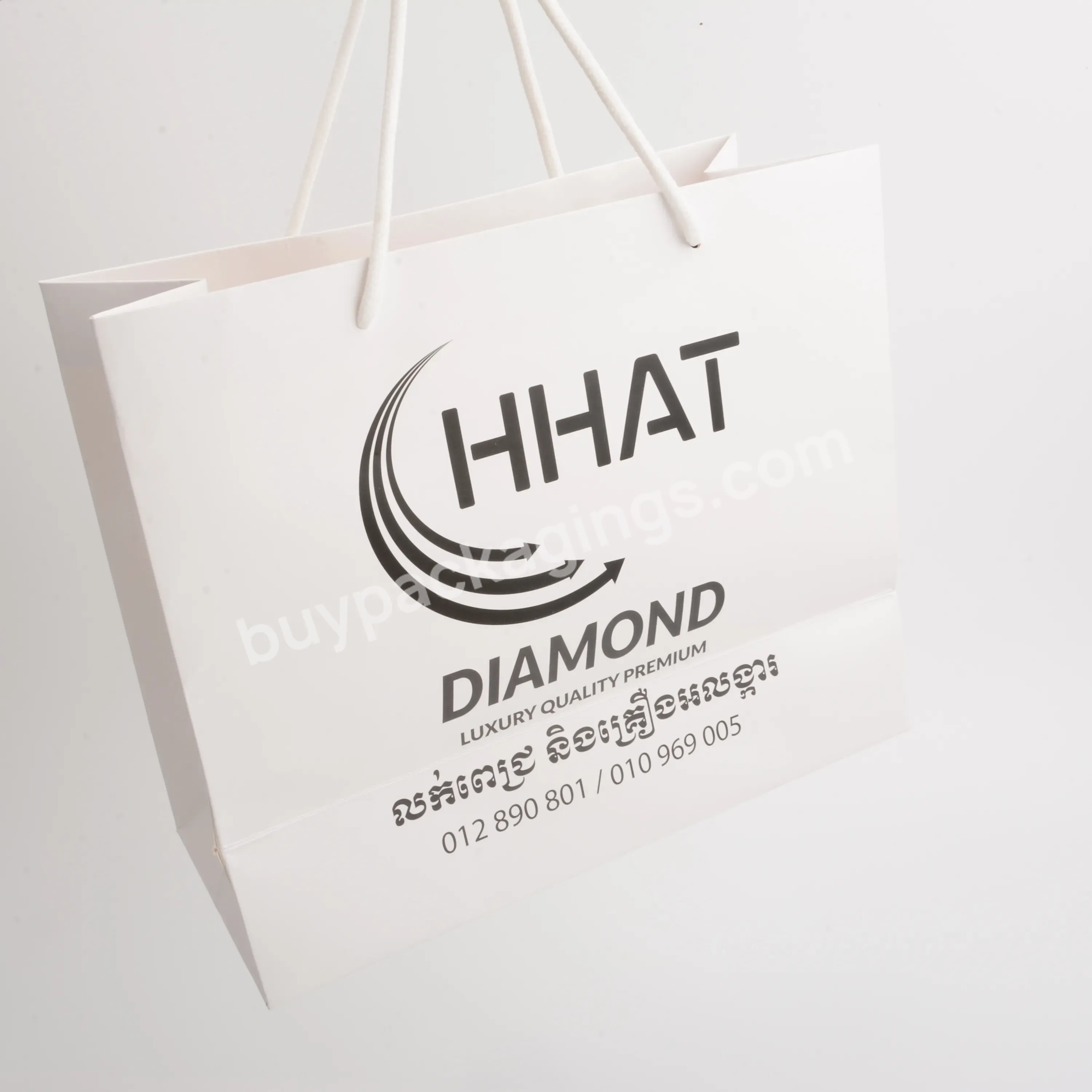 Custom Printed 300gsm White Design Private Label Luxury Boutique Jewelry Wedding Gift Thank You Paper Bags With Your Own Logo
