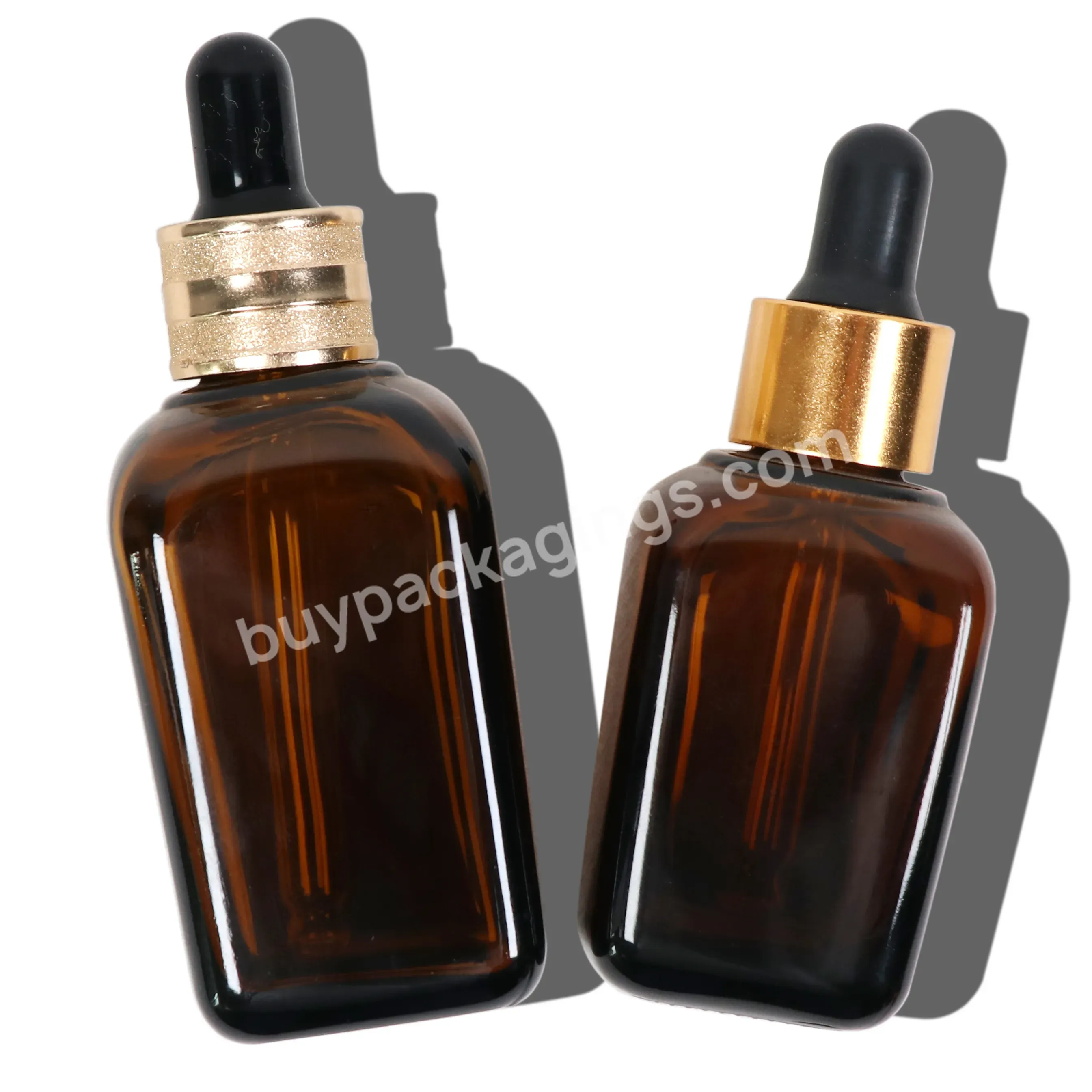 Custom Printed 30ml 50ml 100ml Amber Square Glass Dropper Bottle Cosmetic Packaging Luxury Serum Square Dropper Bottle