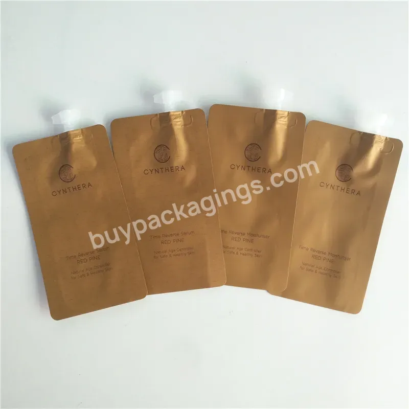 Custom Printed 5ml Gold Foil Pouch Cosmetic Makeup Cream Oil Package Small Skincare Sachet With Pattern And Spout