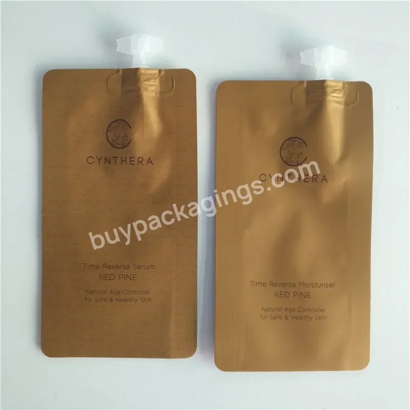 Custom Printed 5ml Gold Foil Pouch Cosmetic Makeup Cream Oil Package Small Skincare Sachet With Pattern And Spout