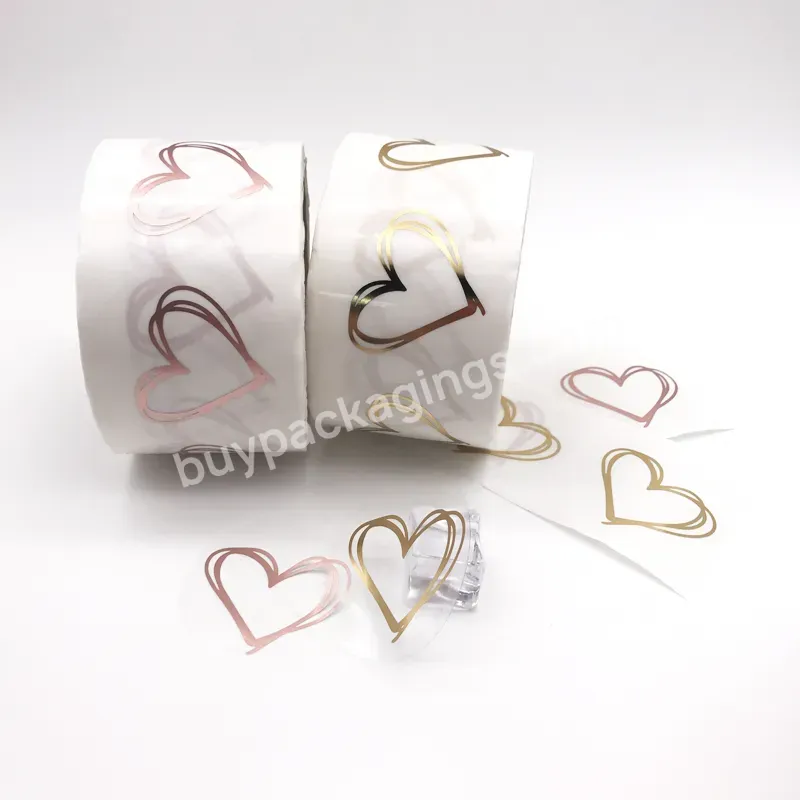 Custom Printed Adhesive Transparent Gold Foil Stamping Clear Logo Label Sticker For Wedding Envelope Seals