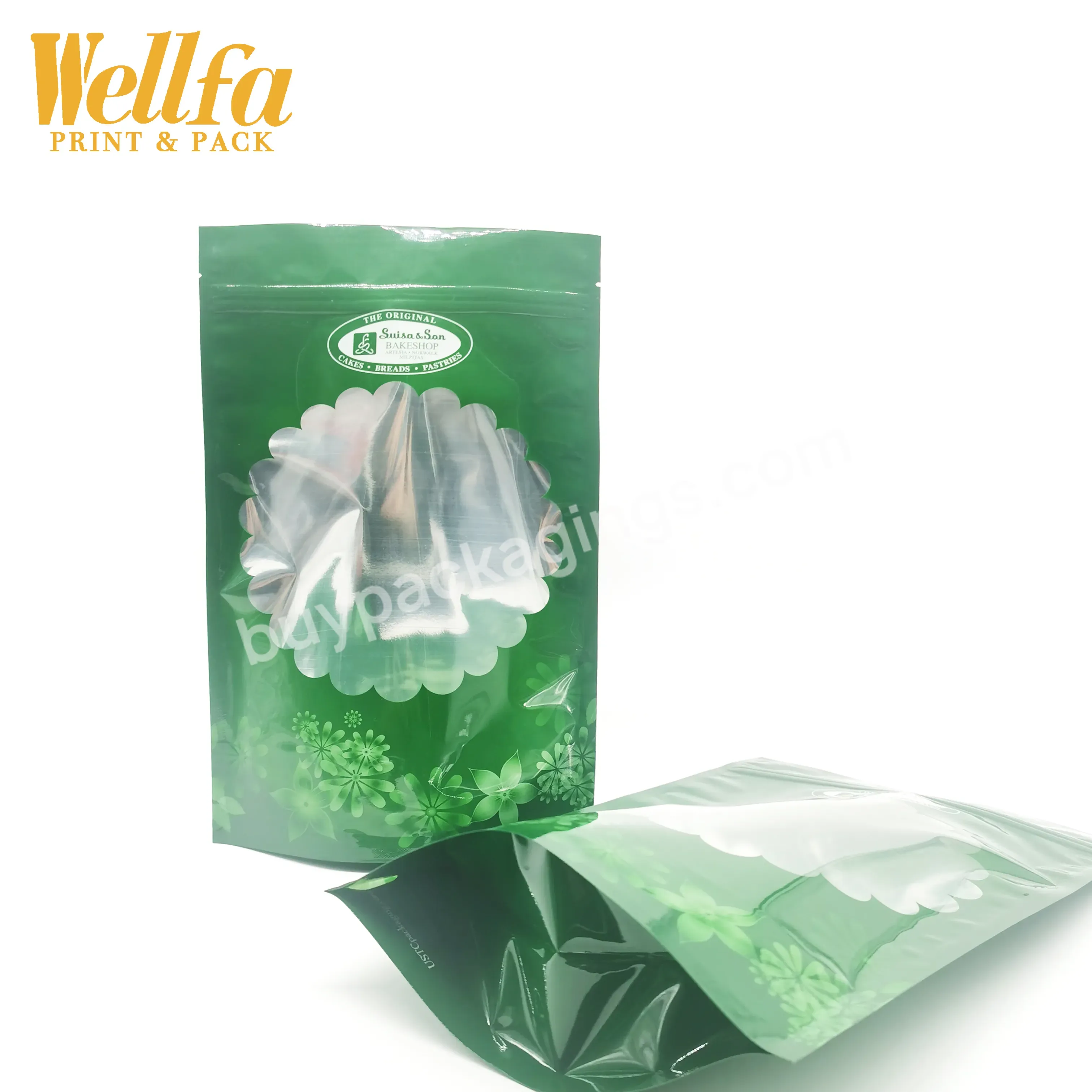 Custom Printed Aluminum Foil Bags Bolsa Pouches Food Package Mylar Matte Window Zipper Biscuit Packaging Stand Up Pouch