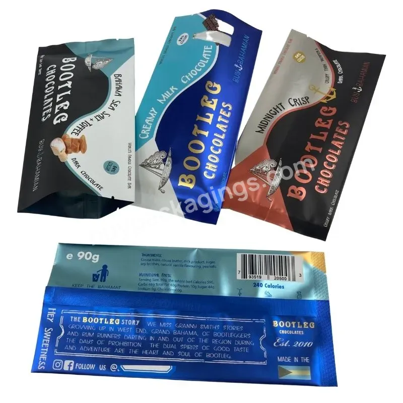 Custom Printed Aluminum Foil Cookie Candy Bar Wrapper Chocolate Back Sealed Bag Chocolate Bar Bag Packaging