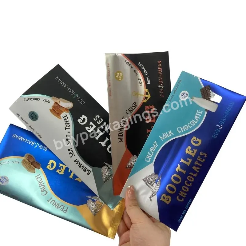 Custom Printed Aluminum Foil Cookie Candy Bar Wrapper Chocolate Back Sealed Bag Chocolate Bar Bag Packaging